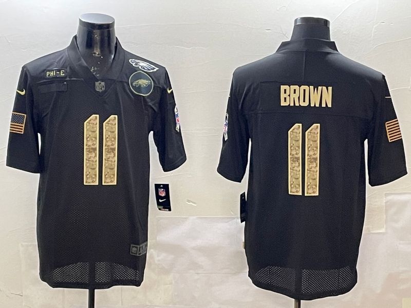 Men Philadelphia Eagles #11 Brown Black 2025 Nike Salute to Service Limited NFL Jersey style 2